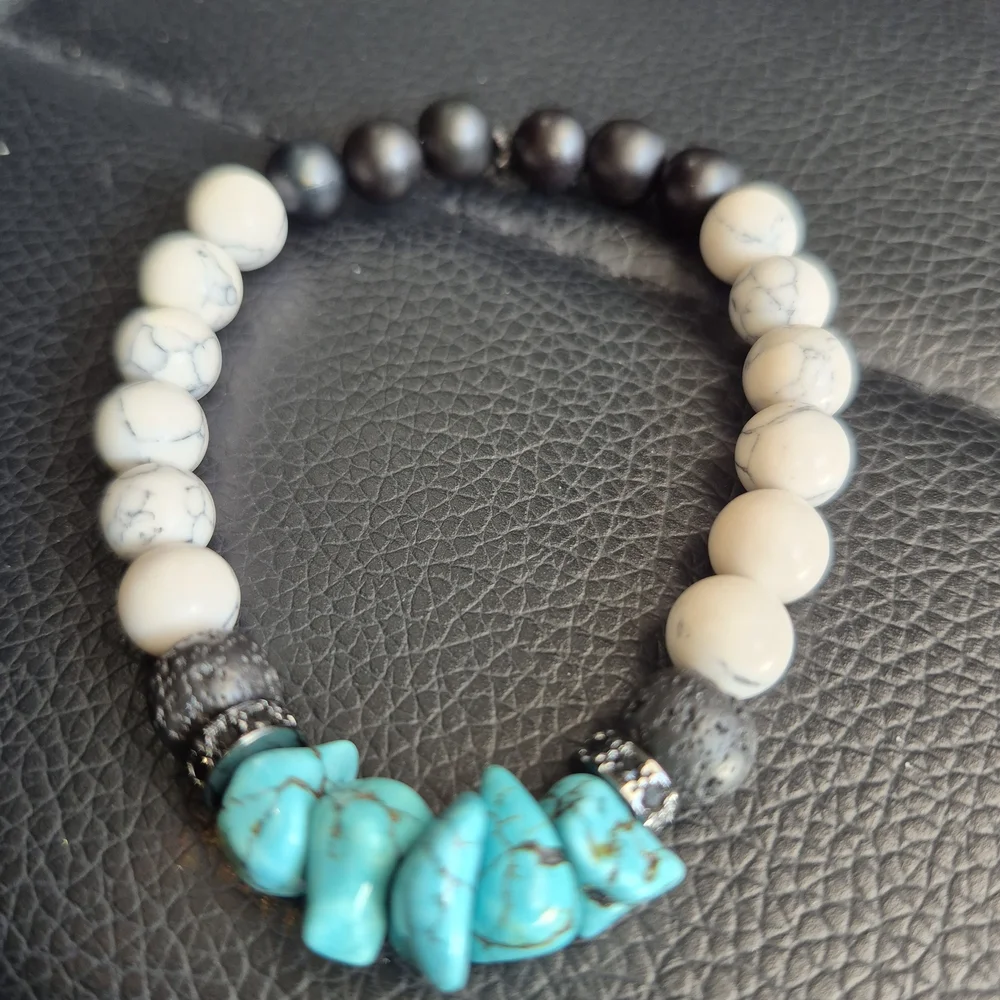 Mens Handmade Stress Relief Howlite Braclet! - Picture 4 of 6